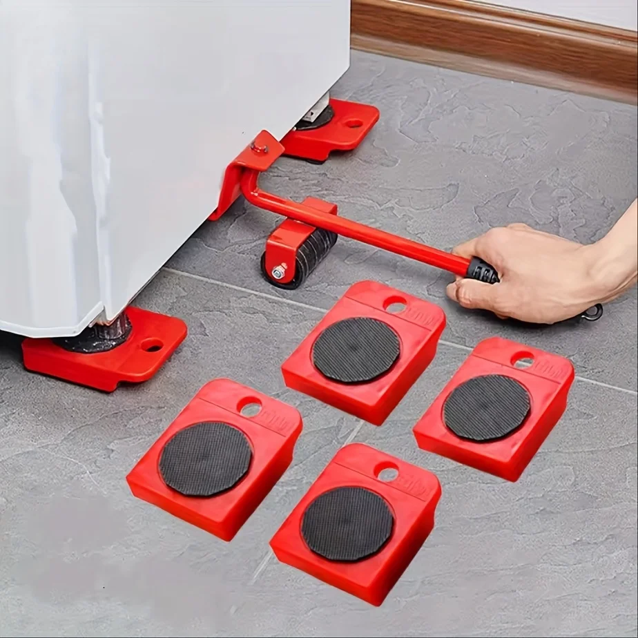 Set di Rulli per Spostamento Mobili, Attrezzo per Sollevamento e Trasporto, Barra con Ruote per Spostare Oggetti Pesanti, Dispositivo Manuale