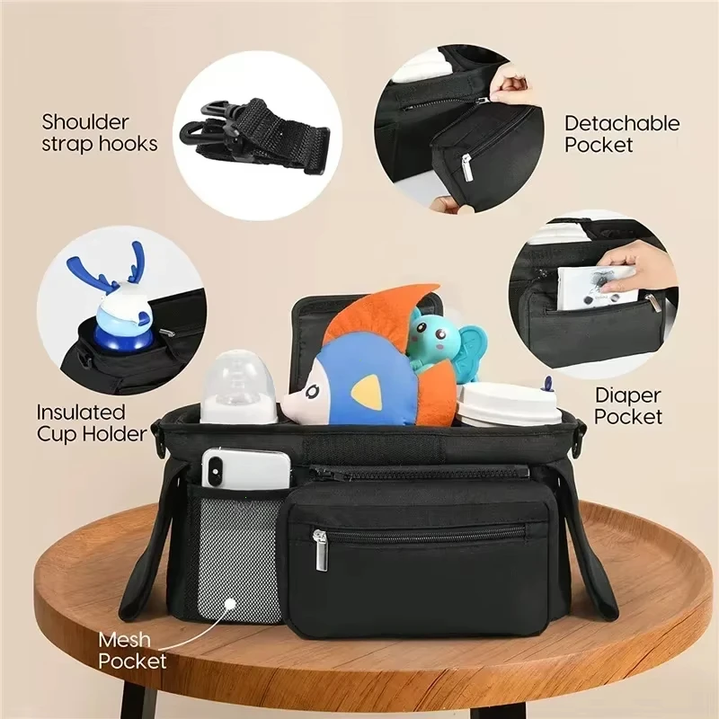 Stroller Organizer Bags Mummy Large Capacity Travel Hanging Bag Phone Bottle Holder Pram Diaper Bags Baby Stroller Accessories