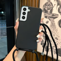 Crossbody Lanyard Silicone Case with Strap Cord - Soft and Durable Cover - Galaxy S20+ (Black)