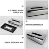 Tissue Box Silver Vanity Organizer Plating Paper Container Living Room Holder Plastic Modern Case 4