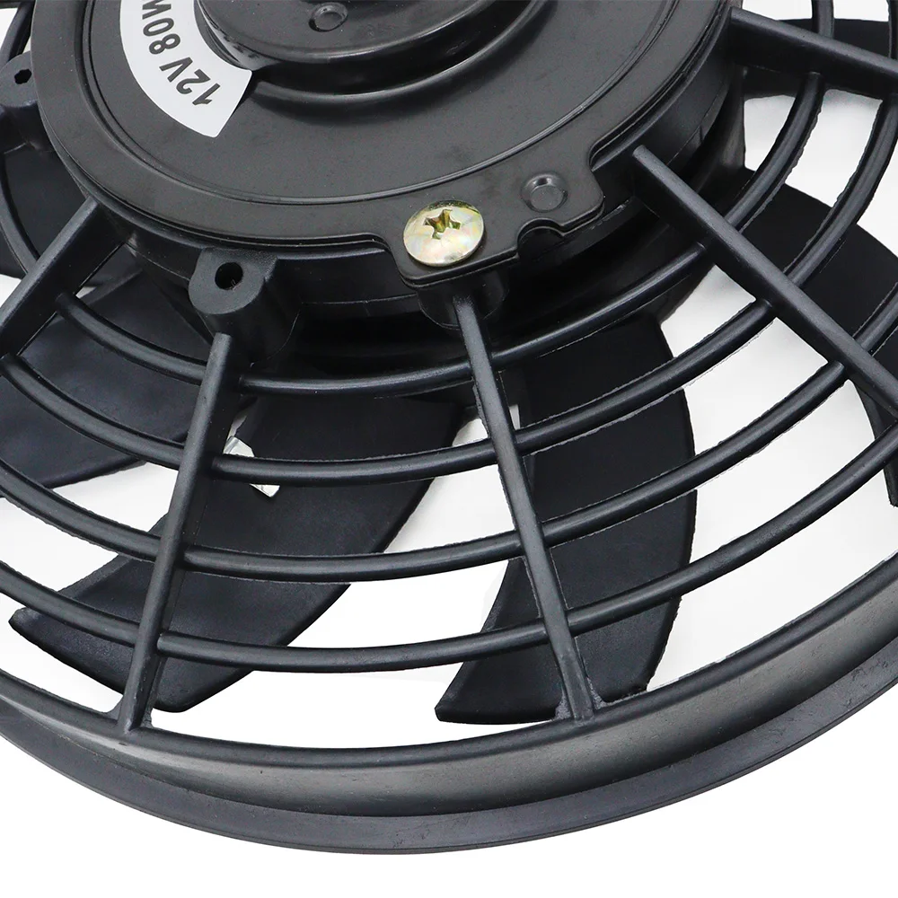 Universal 12V 80W Slim Reversible Black Blade Electric Cooling Radiator Auto Fan Mounting Kit 7 9 10 12 Inch