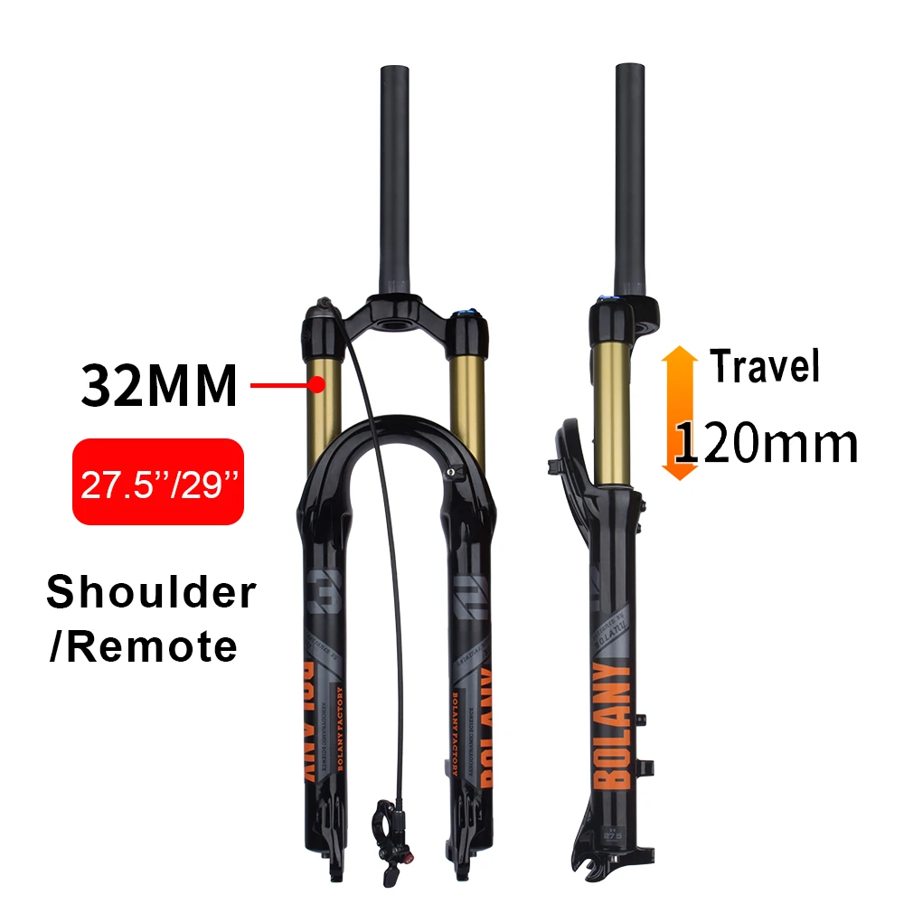 Bolany New Upgraded  MTB Front Fork 32mm Bicycle Air Fork 27.5/29 Inch Mountain Bike Air Supension 120mm Travel Magnesium Alloy