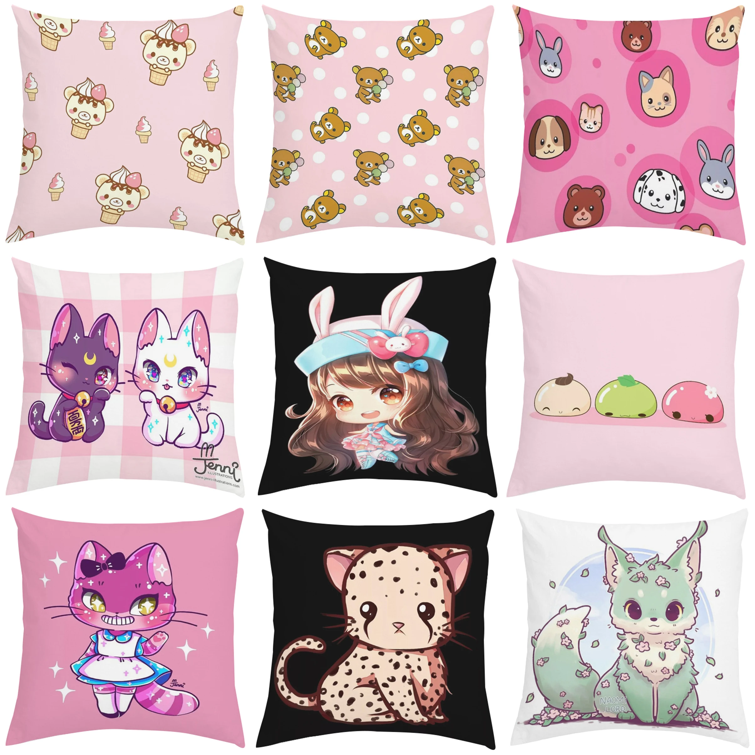 

Sofa Cushions Kawaii Cushion Cover 45x45 Decorative Pillowcases 50x50 Fall Decor Throw Pillows Car Decoration Anime Pillow 45*45