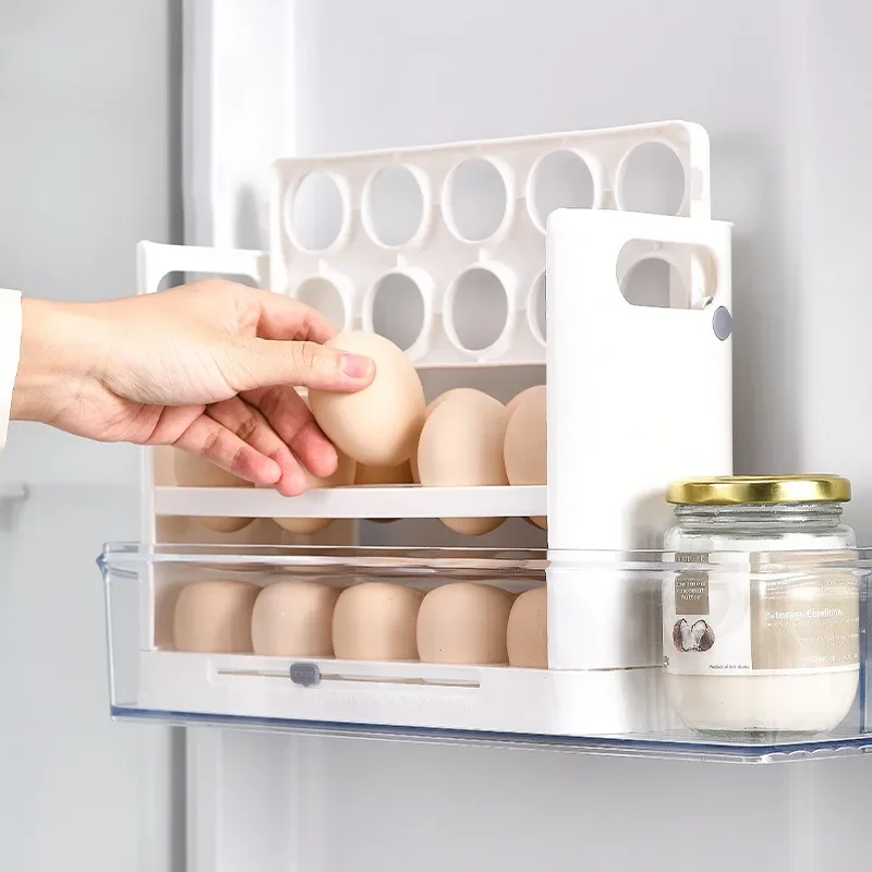 Egg Dispenser Egg Storage Box Egg Storage Container Egg Holder for Refrigerator Detachable 36 Flip Egg Storage Organizer Refrigerator Side Door Holder with Timer