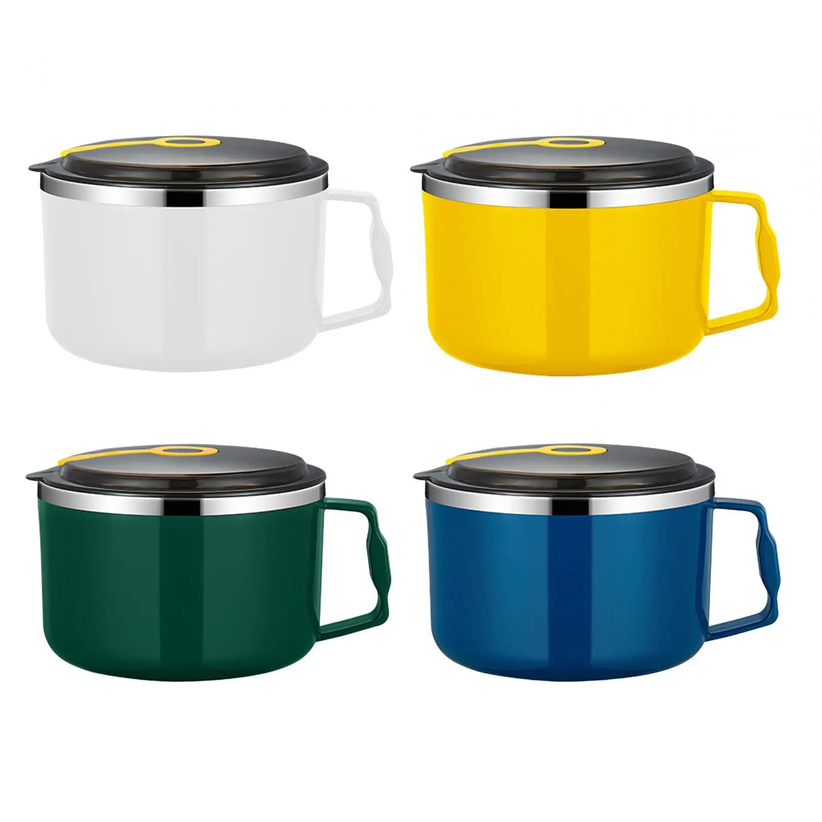 Ramen Bowl 1000ml with Lid and Handle Cereal Bowls Stainless Steel