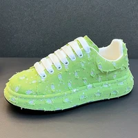 New Arrival Men Fahsion Causal Canvas Board Shoes Spring Autumn Luxury Designer Green Youth Trending Thick Bottom Sneakers 1