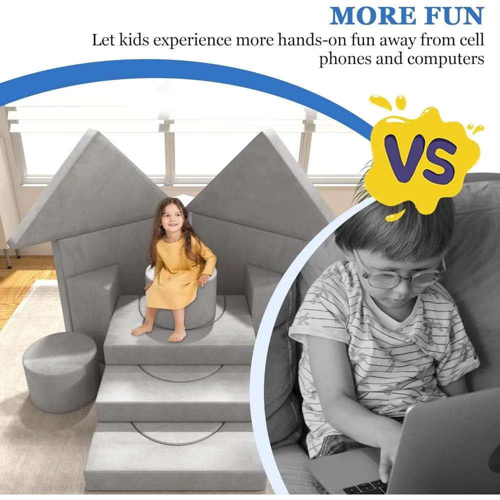 Modular  Play Couch, 20PCS Kids Modular Couch for 4 ,  Couch for Playroom, Modular Kids Couch for Boys and Girls 6
