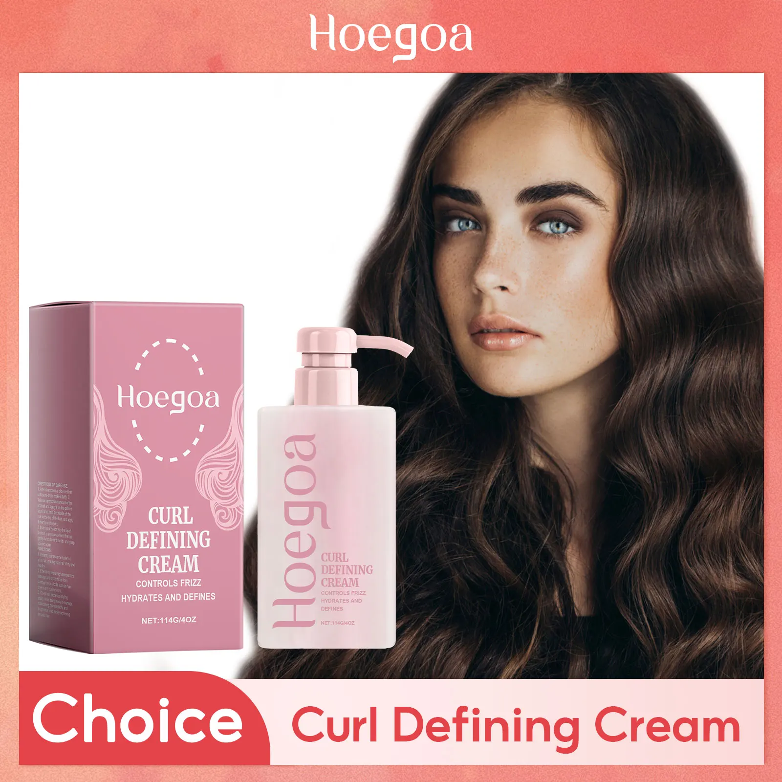 Hair Curling Cream Anti-Frizz Defines Curls Hair Elastin Enhancer Lasting Shiny Smooth Moisturizing Volumizing Cream
