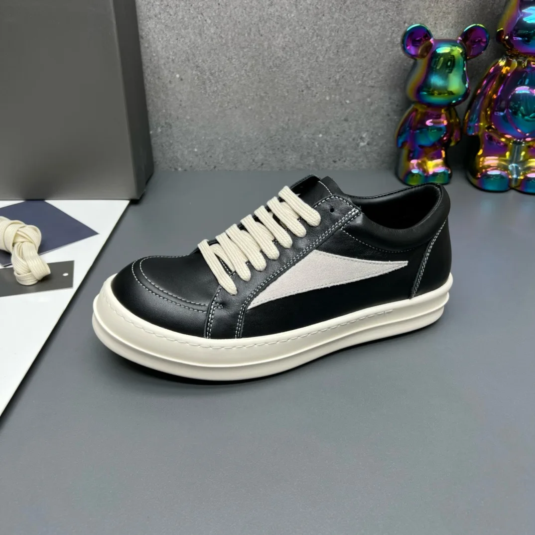 Women Rick shoes Inverted Triangle High Street Owens Leather Flat Shoes Increase Simple Fashion Couple