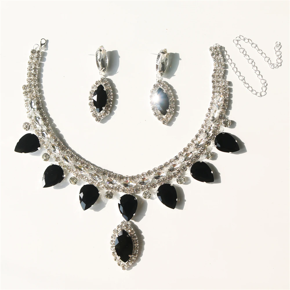 Set di gioielli da sposa con strass alla moda per