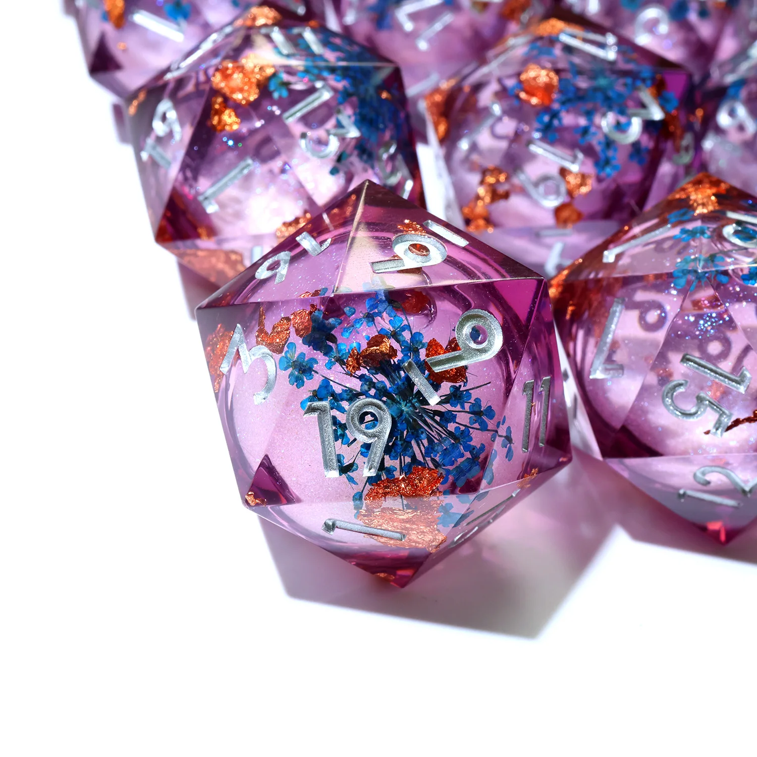 33MM Large D20 Dice,Resin Blue Flower Board Games D20 Dice,Role Playing Table Game RPG Gift-Liquid 6