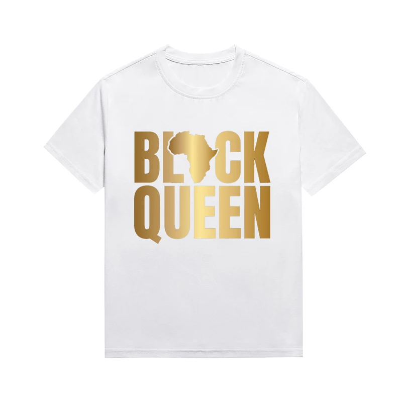 

Черная Королева меланин со слоганом, женская футболка, летние топы в стиле Харадзюку, Повседневные базовые футболки, хлопковые футболки на заказ