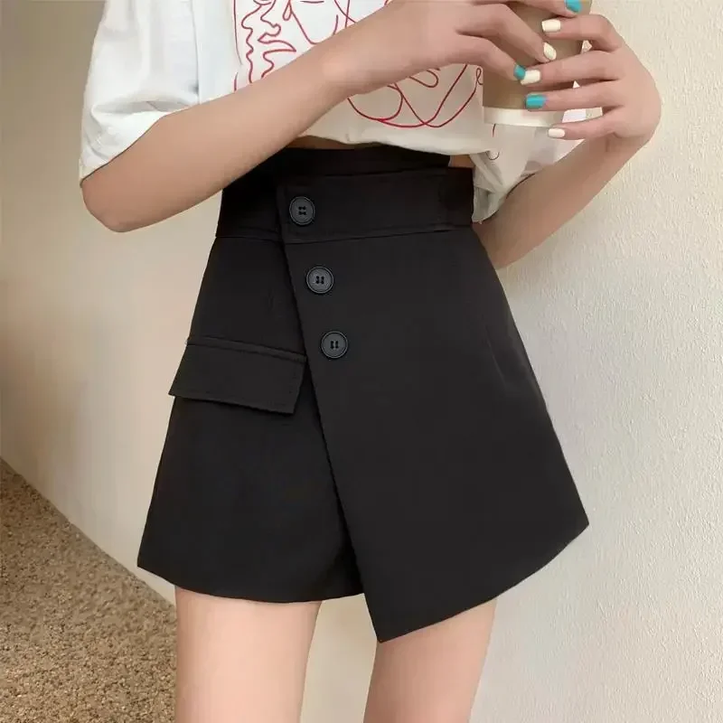 High Wait Wide-leg Woolen Shorts Women Bottom Casual Loose A- Line Short Pants Ladies Autumn Irregular Fashion Vintage Shorts