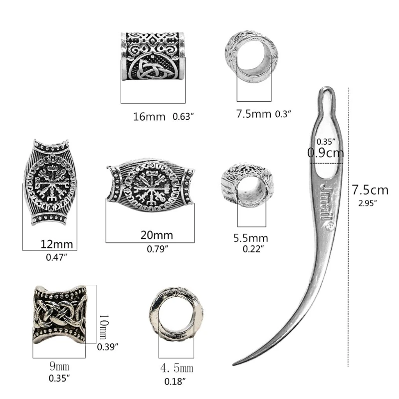 61 PCs Set Norse Runes Beads for Beards Hair Paracord Bracelets Necklace