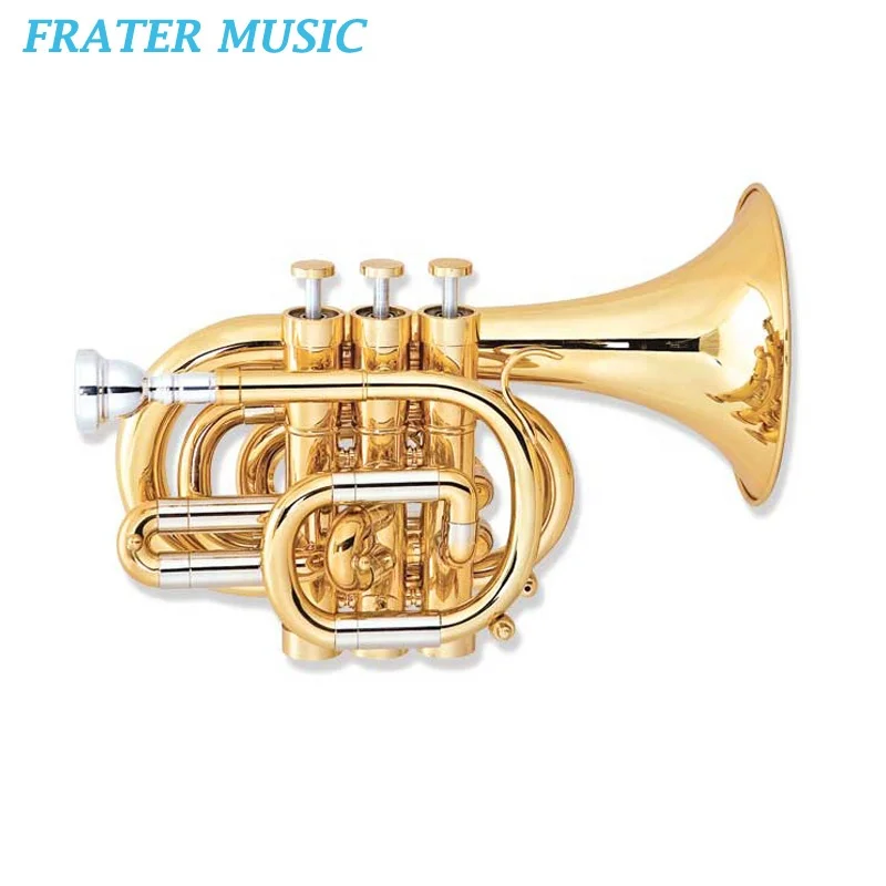 High Grade Gold Lacquer / Silver Plated C Key Piston Pocket Trumpet (JPTC-210)