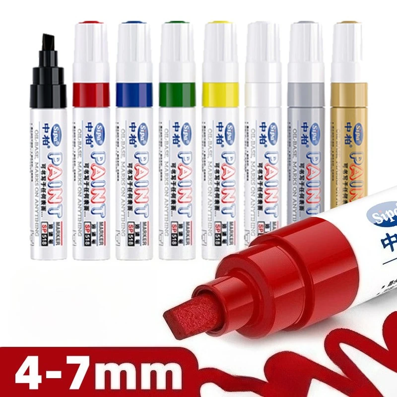 8색 7mm 와이드 헤드 페인트 펜 문서 마킹용 방수 비퇴색 펜 POP 포스터 디자인 그래피티 스케치 서명용