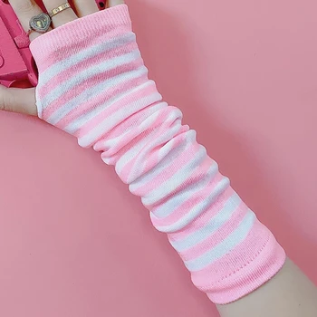 Pink Cartoon Gloves Honey Girls Winter Half Finger Cosplay Glove Anime Accessories Punk Skull Christmas Gift Arm Warmers