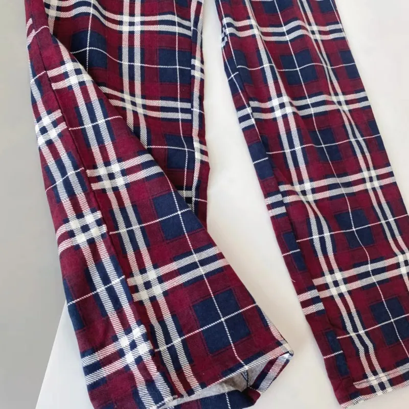 Men's Pants Pajama Plaid Cotton Plush Cloth Male Sleeping Bottoms