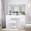 Vanity Desk with Stool, Makeup Table with Lighted Mirror, Brightness Adjustable, Dressing with Drawers, Bedroom Vanity Table Set 4