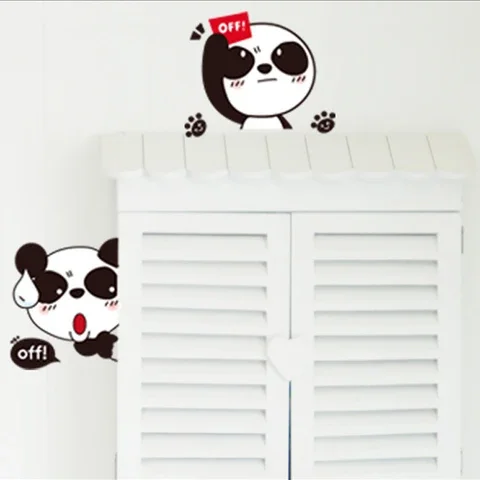 

Cartoon Cute Lovely Black white panda Socket Switch Wall Sticker Vinyl Decals Home Decor animal stickers on the wall Removable