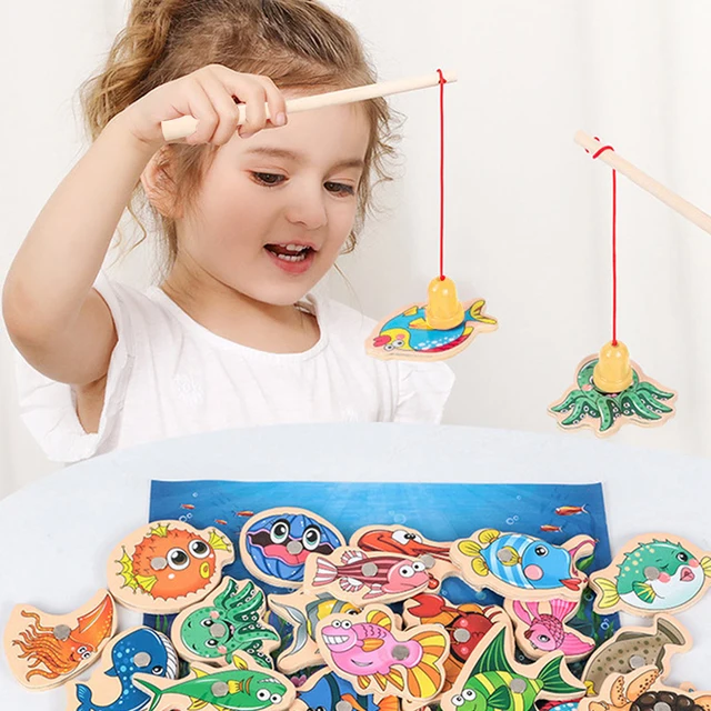15/31Pcs Toys for Children Magnetic Fishing Game Toys Set with Fish Rod Wooden Parent-child Interactive Toys for Kids Gift 1