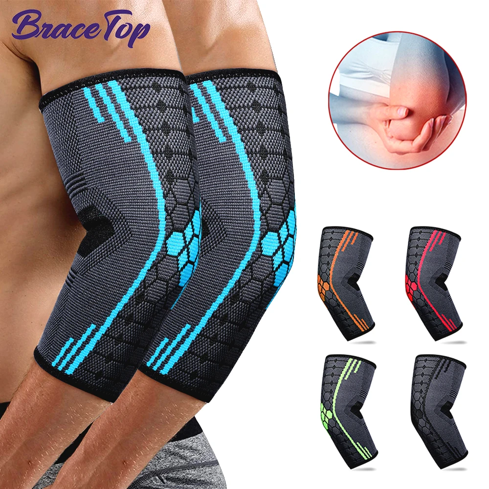 

Sports Elbow Brace Compression Support Elbow Sleeve for Tendonitis Tennis Basketball Volleyball Arm Protector Pads Reduce Pain