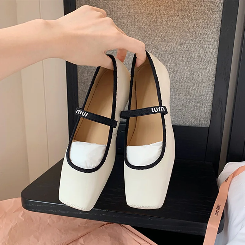 Women Ballet Flats Fashion Square Toe Pumps Female Mary Jane Shoes Soft Leather Slip-on Casual Shoes Office Lady Work Thin Shoes 3 Women Ballet Flats Fashion Square Toe Pumps Female Mary Jane Shoes Soft Leather Slip-on Casual Shoes Office Lady Work Thin Shoes 3