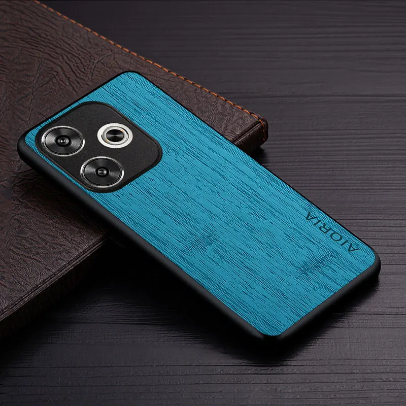 Luxury Faux Leather Wood Grain Phone Cover
