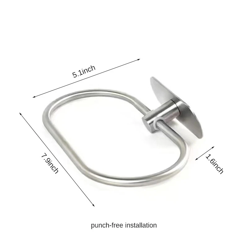 Description Picture 4 of itemTowel Ring Bathroom Kitchen Accessories Wall Mount Towel Holder Matte Black Stainless Steel Rack Round Washroom Hanging Shelves