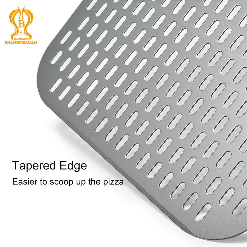 SHANGPEIXUAN 16 Inch Pizza Peel Perforated Aluminum Aolly Pizza Paddle Hard Anodized Shovel Large Size Oven Accessories
