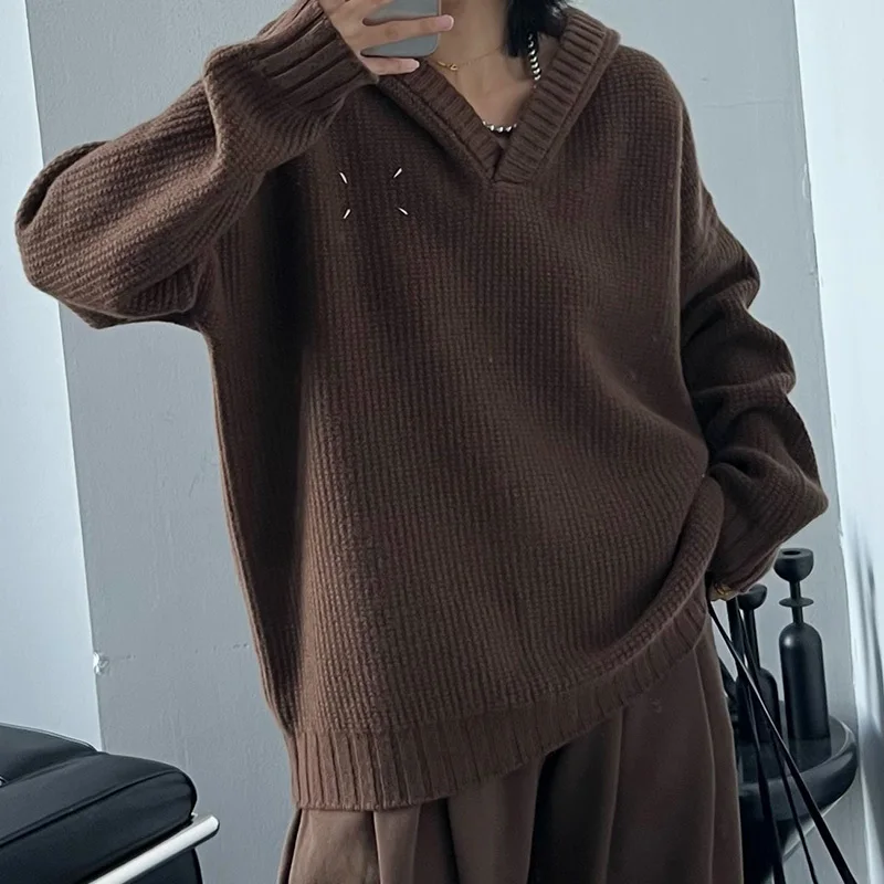 

Sweater Warm Female With Hood High Quality Wool Fashion Soft Knit Pullover 2023 Autumn Runway Women Classic Casual Cozy Lady Top