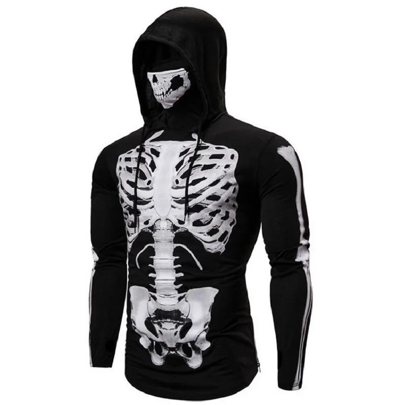 Men's Stretch Fitness Ninja Suit Men's Hoodie Long Sleeve Face Mask Sports Cycling Wear Masked Hoodies Harajuku Clothing