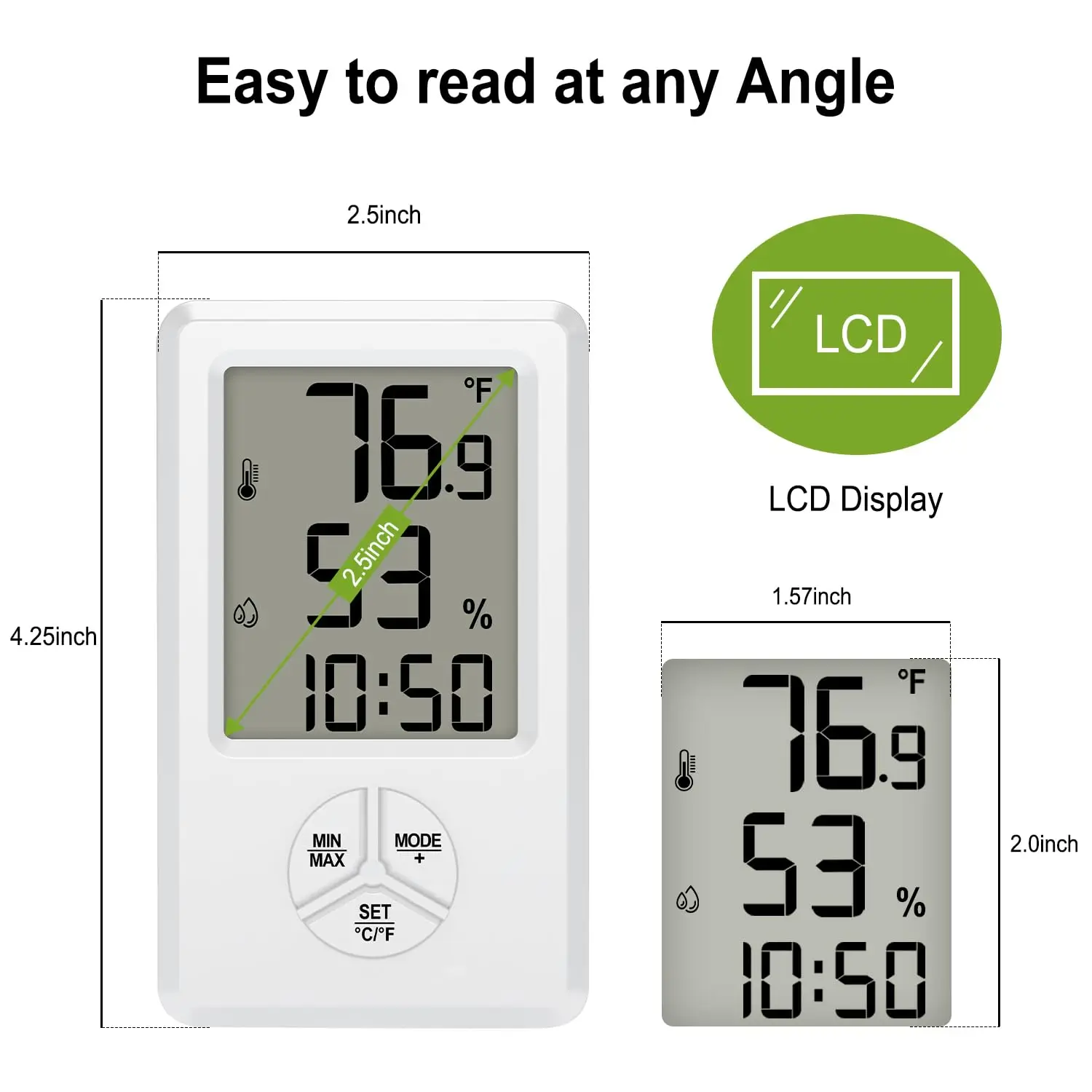 Indoor Digital Thermometer and Hygrometer with Min-Max Records for Home, Office, and Greenhouse