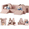 13PCS Modular Kids Play Couch 13 in 1 Toddler Couch for Playing, Creativing, Sleeping Indoor Kids Sofa for Boys and Girls (Pink) 1