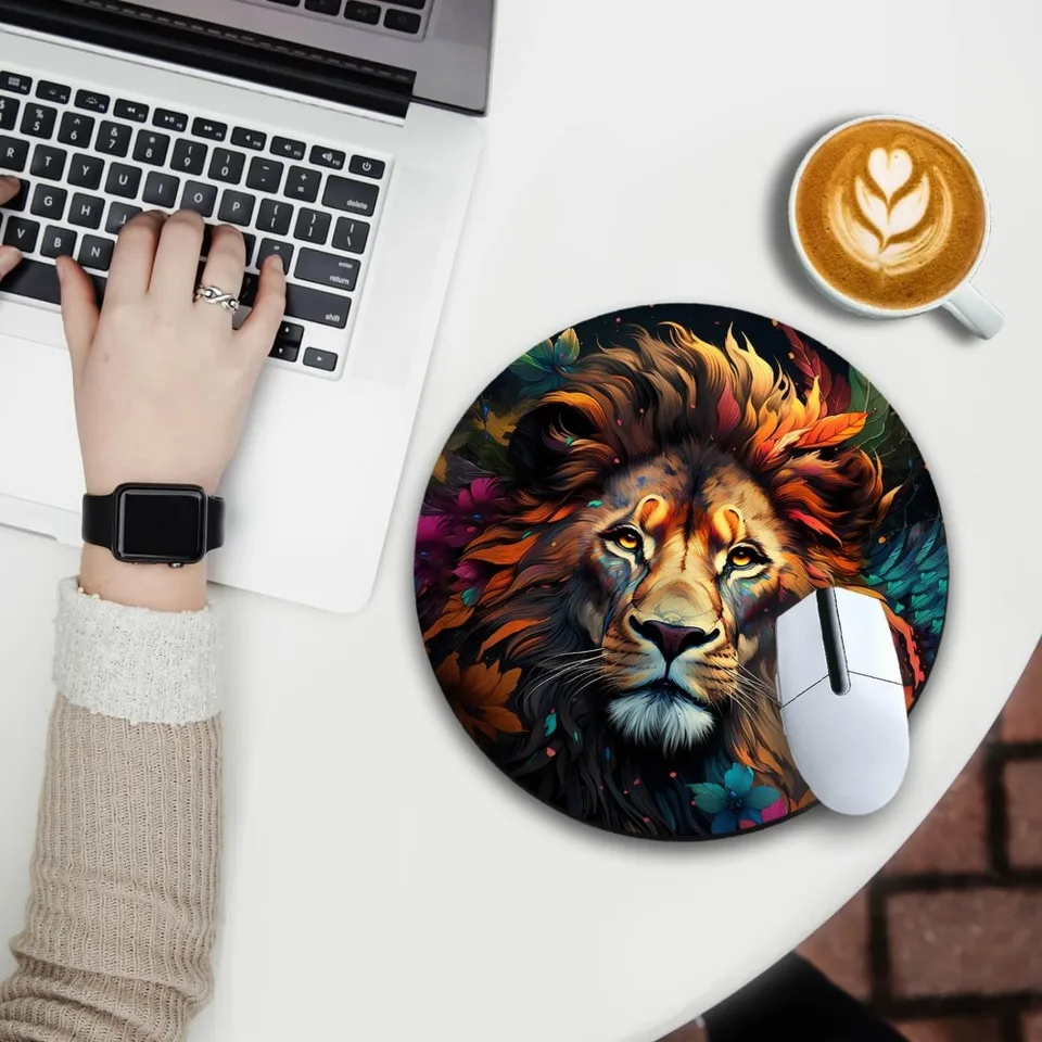 Vibrant Anime Lion Watercolor Gaming Mouse Pad