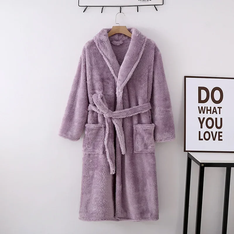 Women Dress Women Sleepwear Sleepwear Pajamas Cotton Bathrobe winter thickened flannel pajamas for lovers men's and women's warm bathrobes household clothes robes bath robe