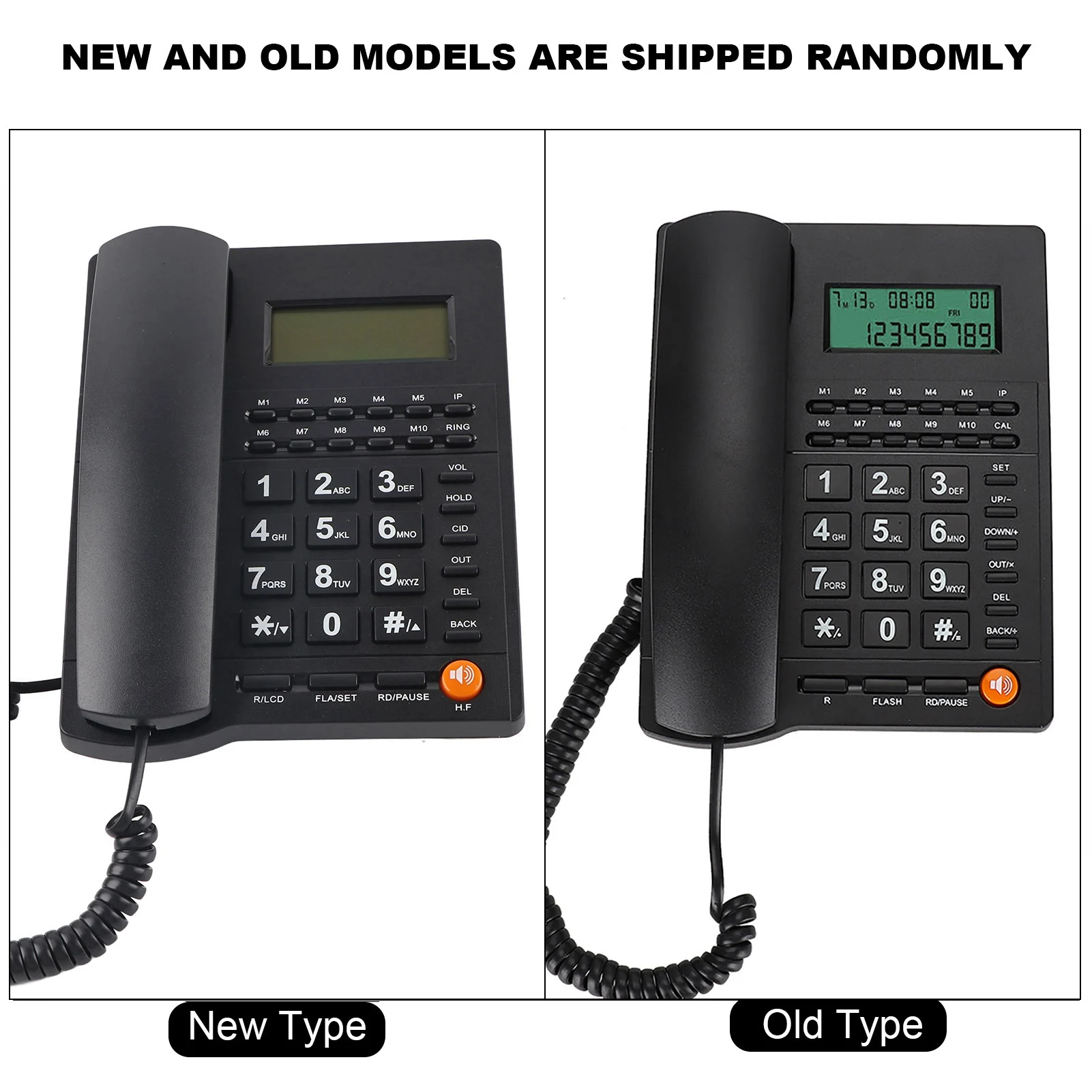 Desk Caller ID Telephone L019 3 English Trade Call Desk Display Caller ID Telephone for Home Hotel Restaurant Black