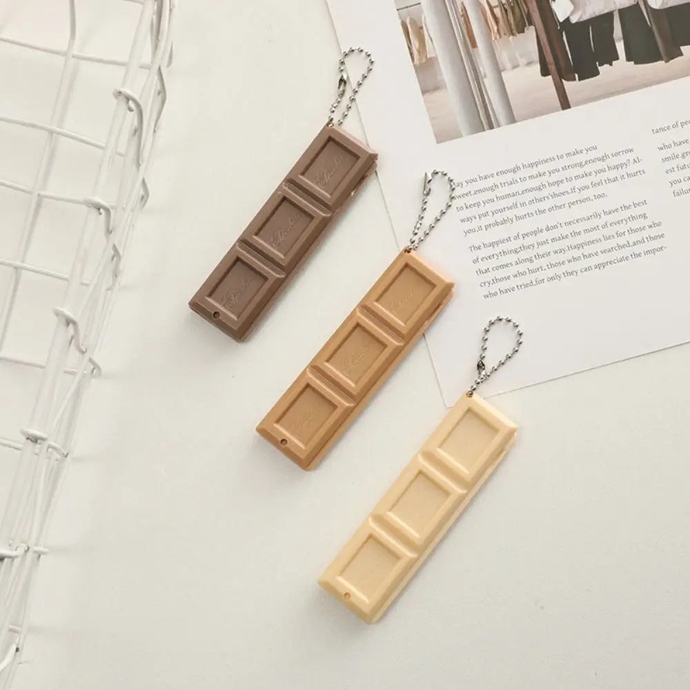 New 2-in-1 Folding Comb with Mirror Chocolate-Shaped Keychains Mini Portable Styling Tool Gift