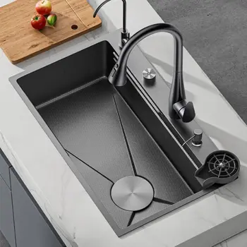 อ่างล้างจานครัวสแตนเลสแบบลายนูนเมล็ดข้าวหนาพิเศษ อ่างล้างจานเดี่ยวสำหรับใช้ในบ้าน 1