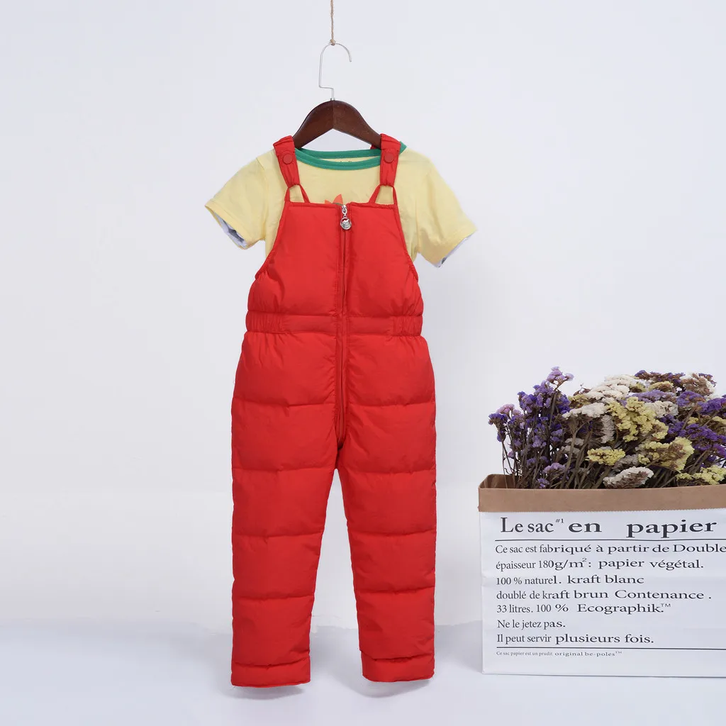 

Winter Children Warm Overalls Autumn Girls Boys Thick Pants Baby Girl Jumpsuit For 1-5 Years High Quality Kids Ski Down Overalls