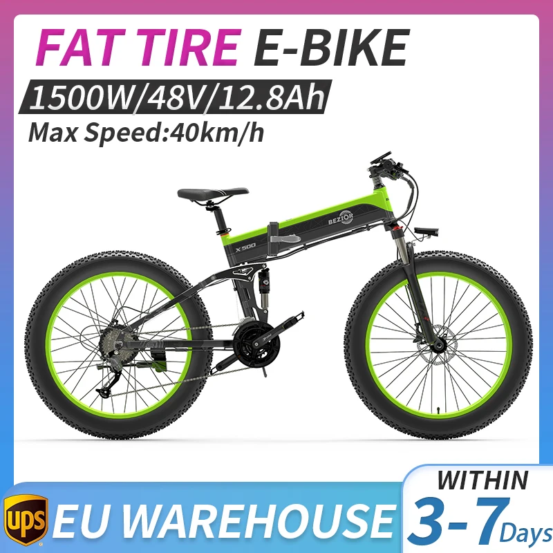 Eu Uk Snow Bicicletta Elettrica Fat Bike 26*4.0 1500W 48 V12.8Ah Freno Idraulico Pieghevole Ebike