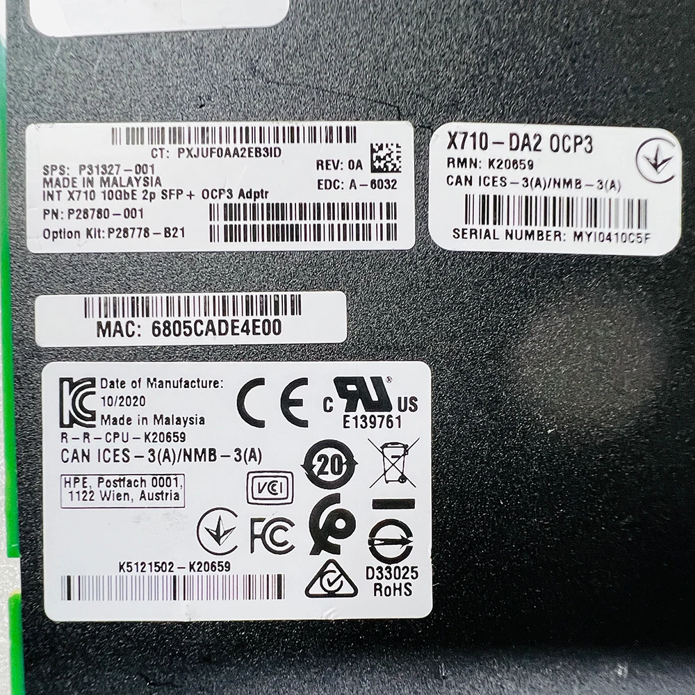 For HPE X710DA2 OCP3 Dual 10 Gigabit Ethernet Card P28778-B21 P31327-001 P28780-001 5 For HPE X710DA2 OCP3 Dual 10 Gigabit Ethernet Card P28778-B21 P31327-001 P28780-001 - Image 3
