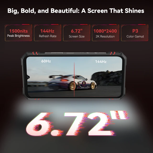 Cubot KingKong Star 2, smartphones 5g ultra-mince et robuste, 4 nm 3,1 GHz Dimensity 8200, 24 Go de RAM (12 Go + 12 Go étendus), 256 Go de ROM, grand écran 6,72" 144 Hz, NFC 5G telephone portable 4