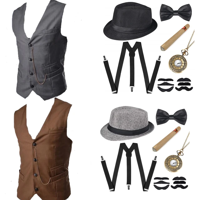 Halloween 1920s Mens Gatsby Gangster Accessories Set Panama Hat Suspender  Bow Tie 20s Great Gatsby Cosplay Accessories - AliExpress