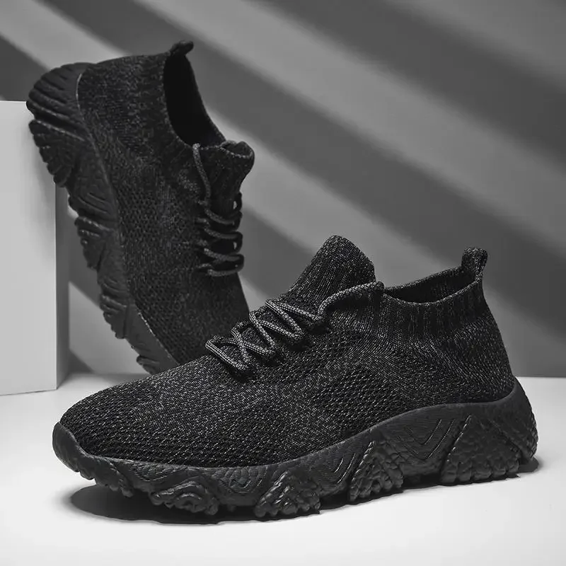 

Мужские кроссовки из дышащей ткани, повседневная спортивная обувь для тенниса, для работы, защиты труда, школы, цвет черный, весна-осень