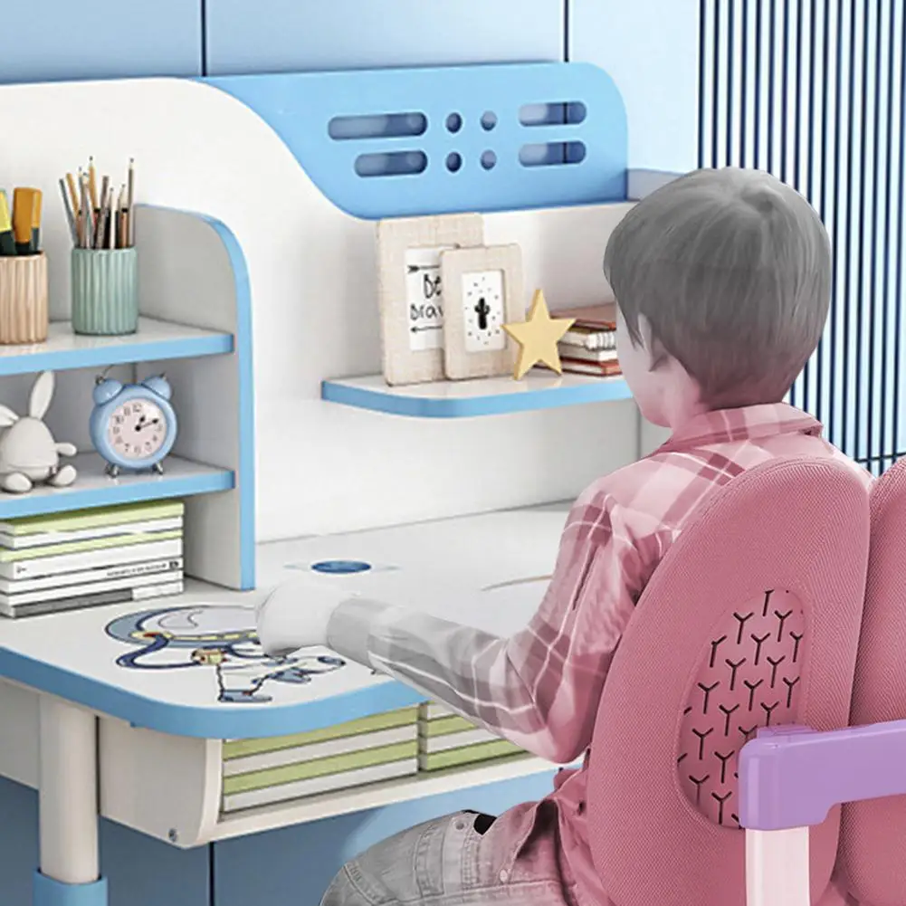 Kids Desk Chair Set Widened Desktop Multi Separation Cartoon Astronaut Castle Pattern Adjustable Height Study Table for boy girl 3