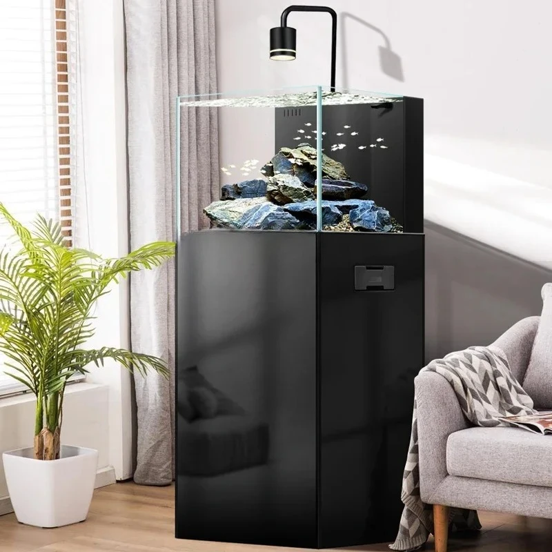 A57 New fish tank ecological landscaping aquarium living room household wall ultra-white glass goldfish tank