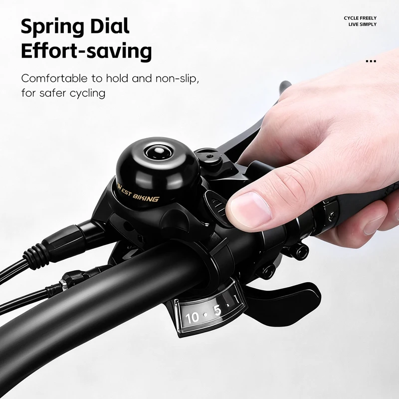 웨스트 바이킹 미니 구리 자전거 벨 - 고데시벨 선명한 링톤, 19-31.8mm 핸들바 로드 MTB 폴딩 벨 액세서리