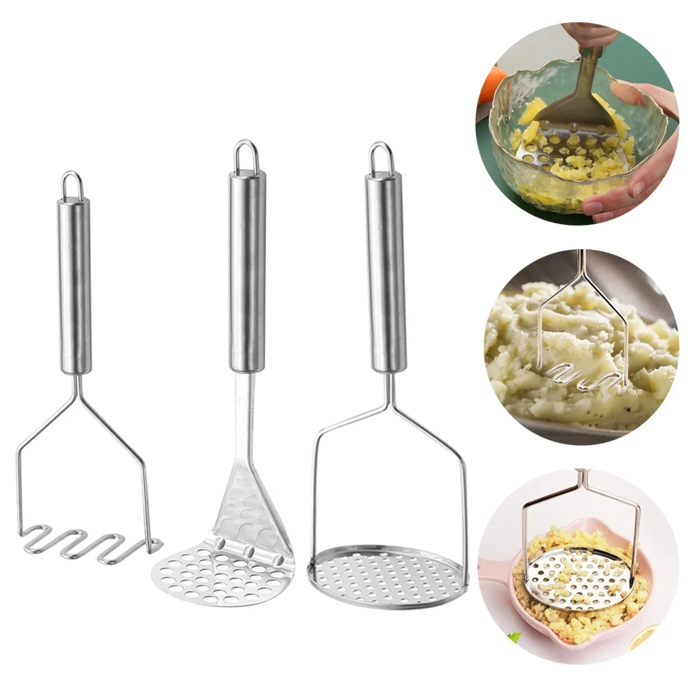 Stainless Steel Potato Masher Crusher Garlic Press Wave Shape Cutter Kitchen Tools