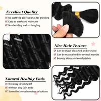 2 lots de cheveux humains à tresser pour tresses bohèmes, 14 pouces 100g 10A Cheveux humains brésiliens vierges en vrac à ondulations profondes pour tressage 3